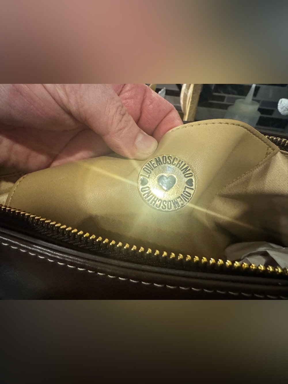 Love Moschino Dark Brown Leather purse with Gold Hardware - Picture 6 of 13